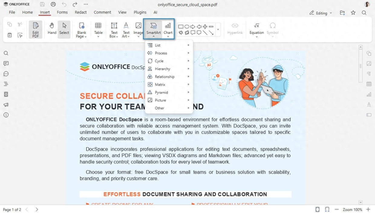 开源办公套件 ONLYOFFICE Docs 9.1 发布:PDF 支持密文处理