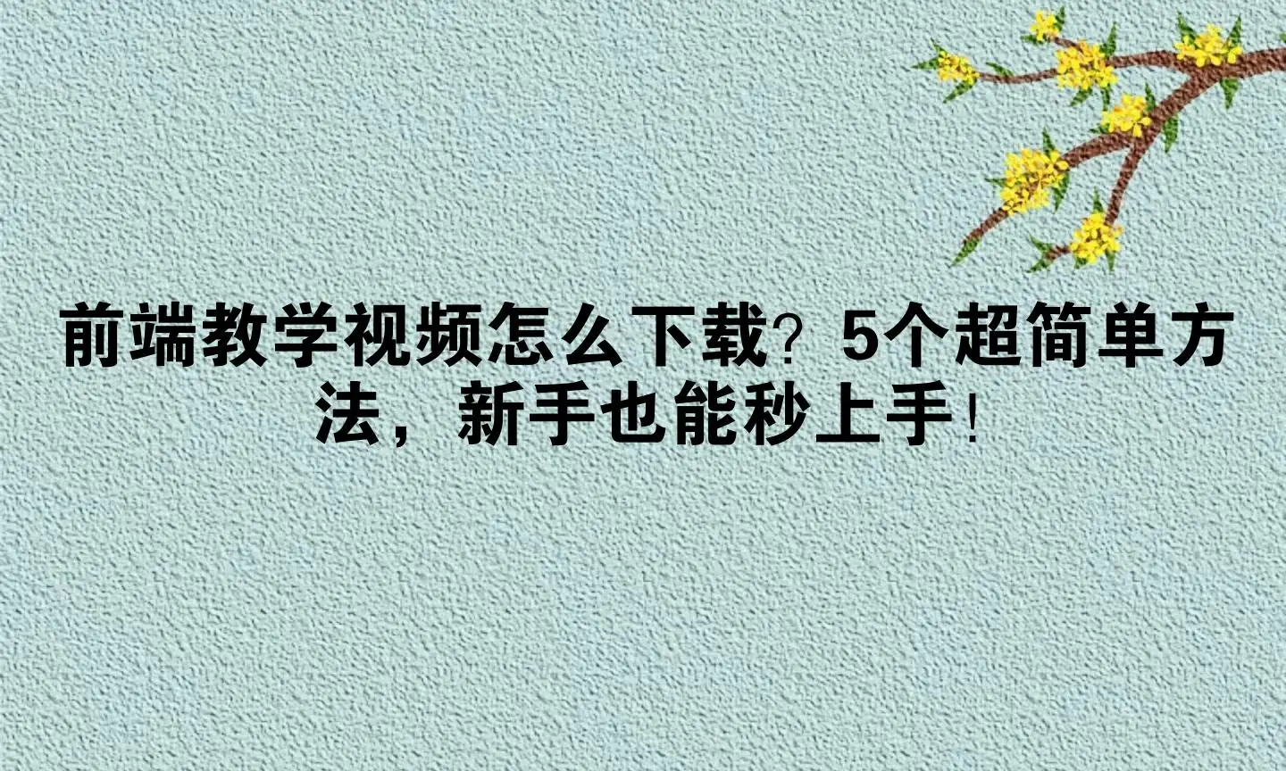 前端教学视频怎么下载？5个超简单方法，新手也能秒上手！