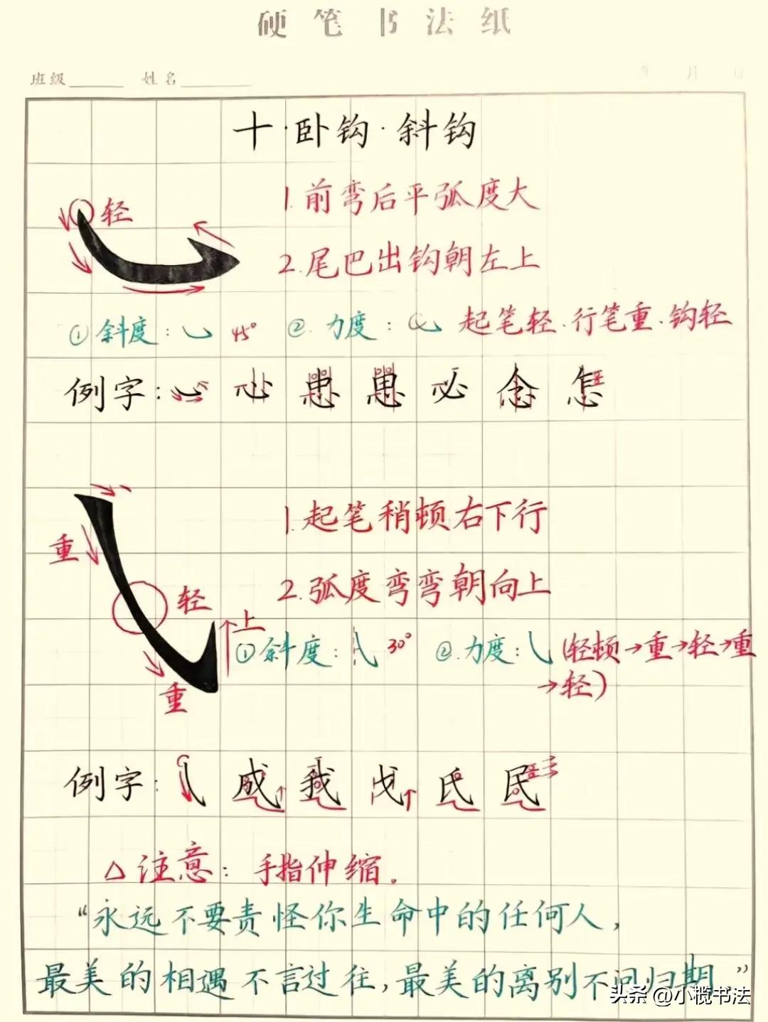 硬核干货!硬笔笔画极简教程,新手照着练就能出效果