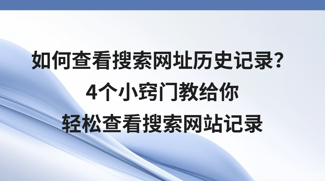 如何查看搜索网址历史记录？4个小窍门教给你，轻松查看搜索网站记录