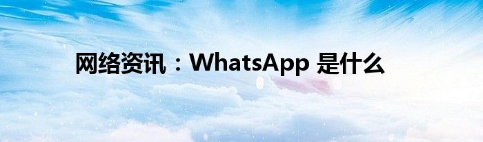 网络资讯：WhatsApp 是什么