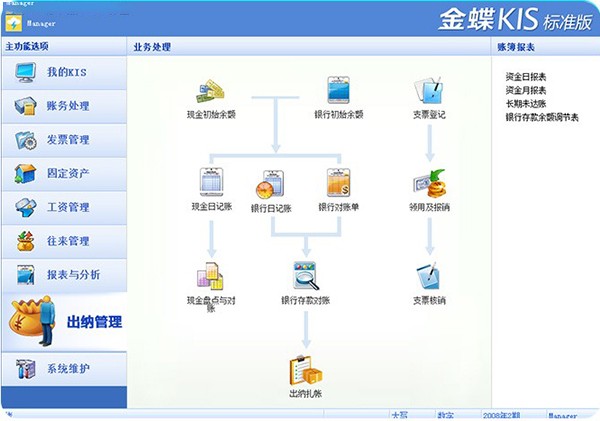 怎么在金蝶标准版财务软件中启用出纳系统?