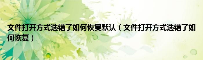 文件打开方式选错了如何恢复默认（文件打开方式选错了如何恢复）