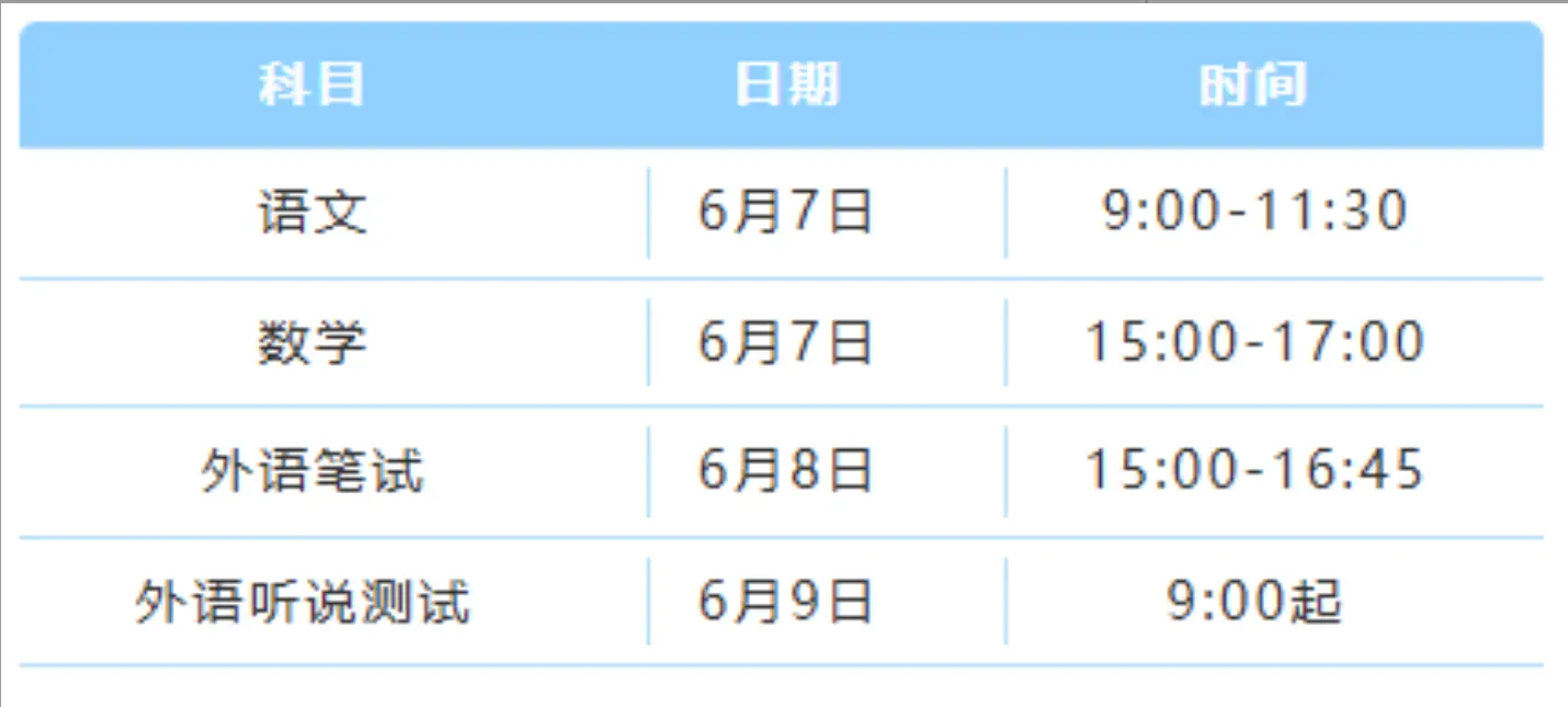 2026年全国高考时间安排表出炉(各省汇总)