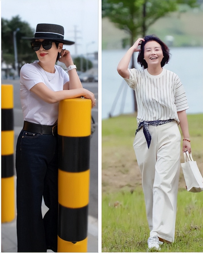 中年女人秋天就该这么穿：奶奶短衫+宽松长裤，洋气显瘦显气质