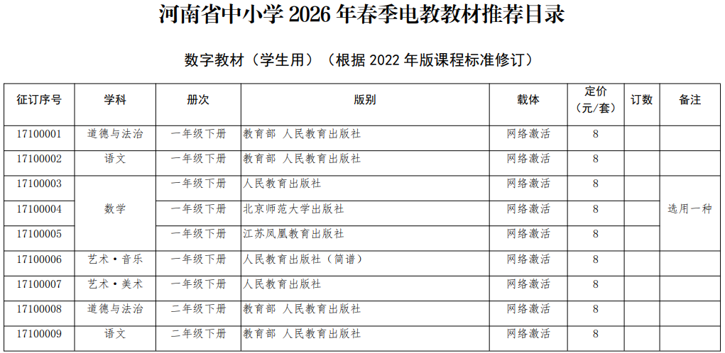 河南省教育厅发布河南省中小学2026年春季电教教材