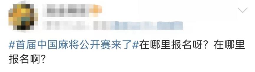 首届中国麻将公开赛3月开赛，网友：申请参赛