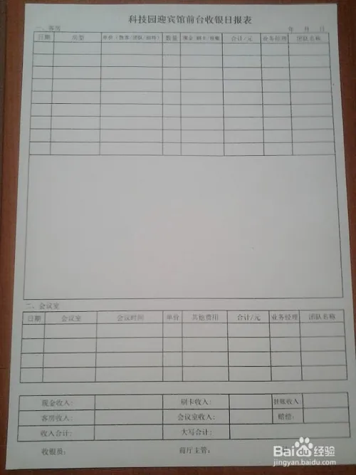 酒店宾馆前台营业额和客房部报表格式