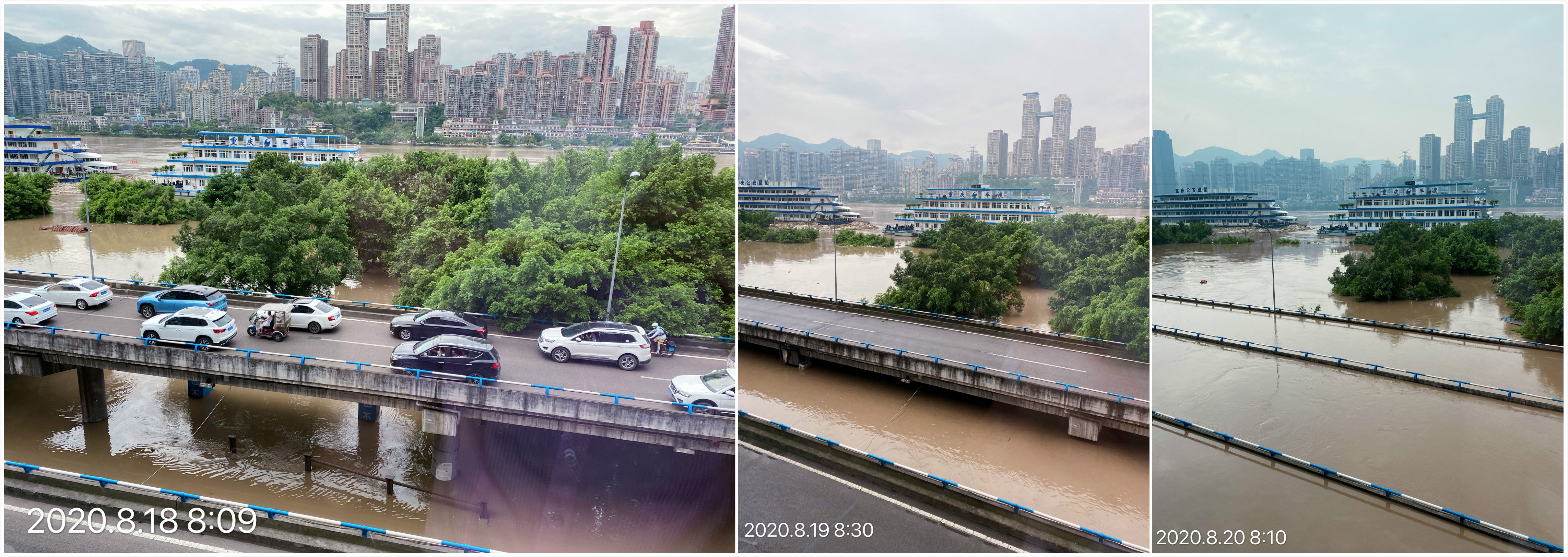 直击重庆洪水:两江交汇“鸳鸯锅”没了,洪崖洞景区受灾关闭