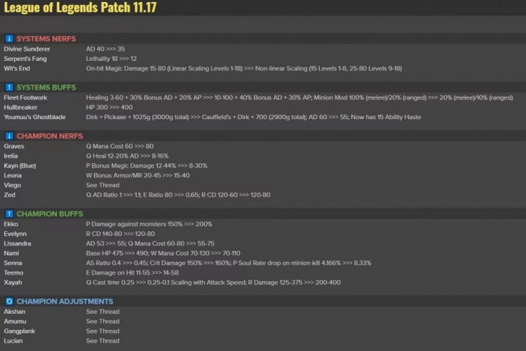 LOL 11.17版本测试服改动：船长 寡妇加强，刀妹再次被削