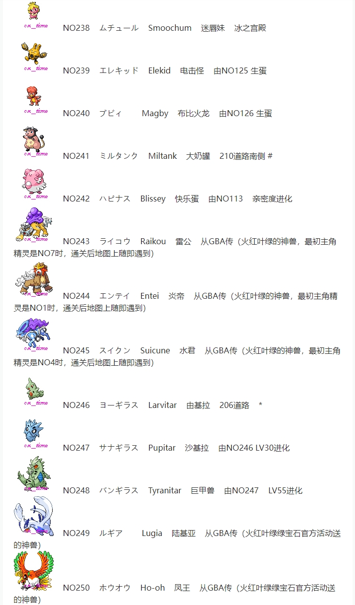 【捕捉】宝可梦第四世代（白金）原版 全精灵图鉴/分布/捕捉获取表