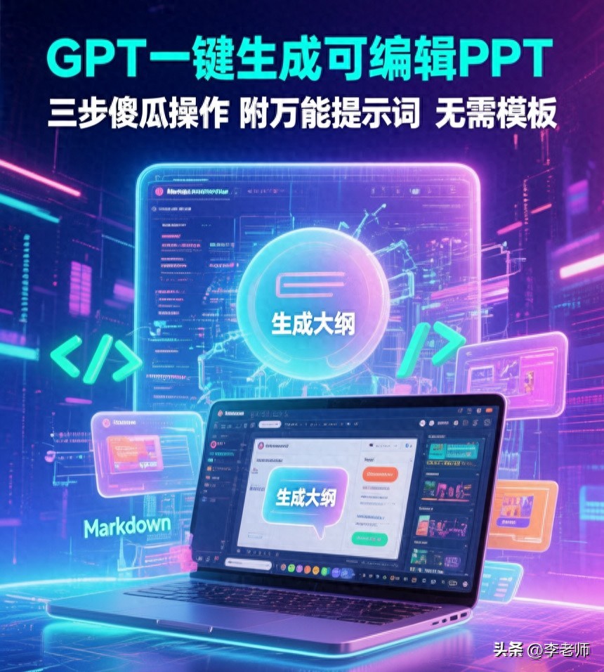 GPT一键生成可编辑PPT 三步傻瓜操作附万能提示词无需模板