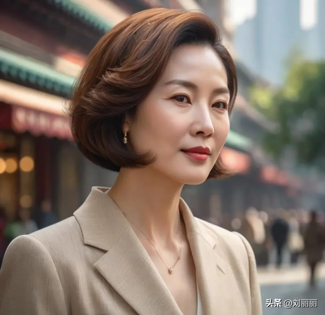 女人过了 60 岁,试试侧分微卷波波头,好看显气质