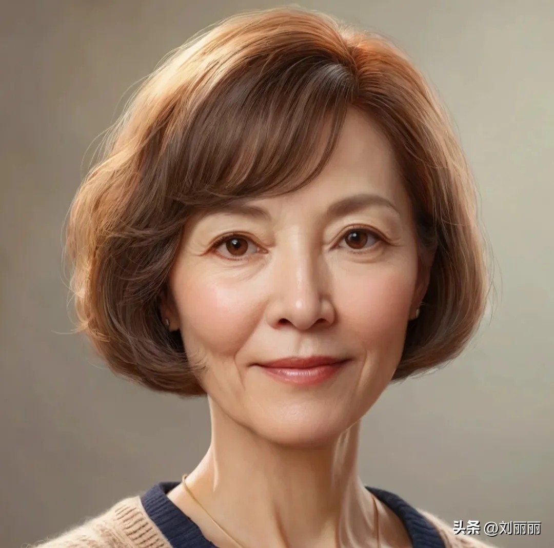 女人过了 60 岁,试试侧分微卷波波头,好看显气质