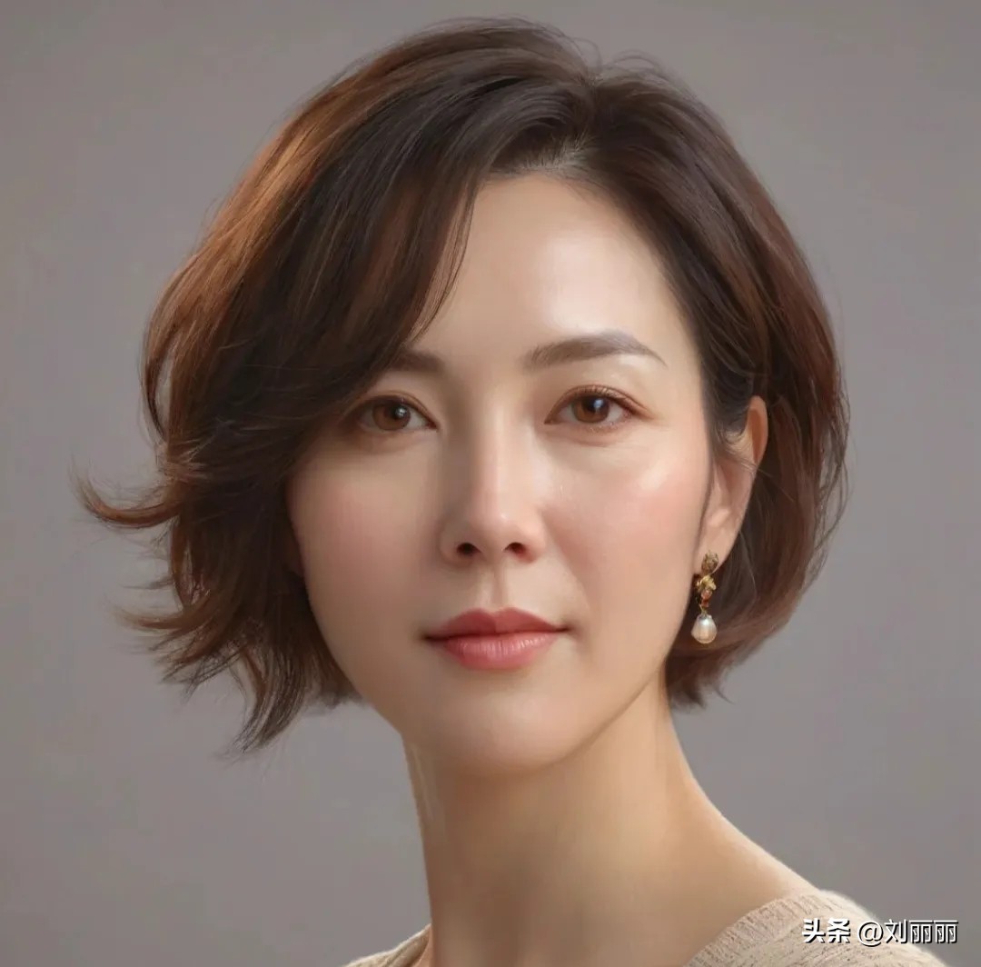 女人过了 60 岁,试试侧分微卷波波头,好看显气质