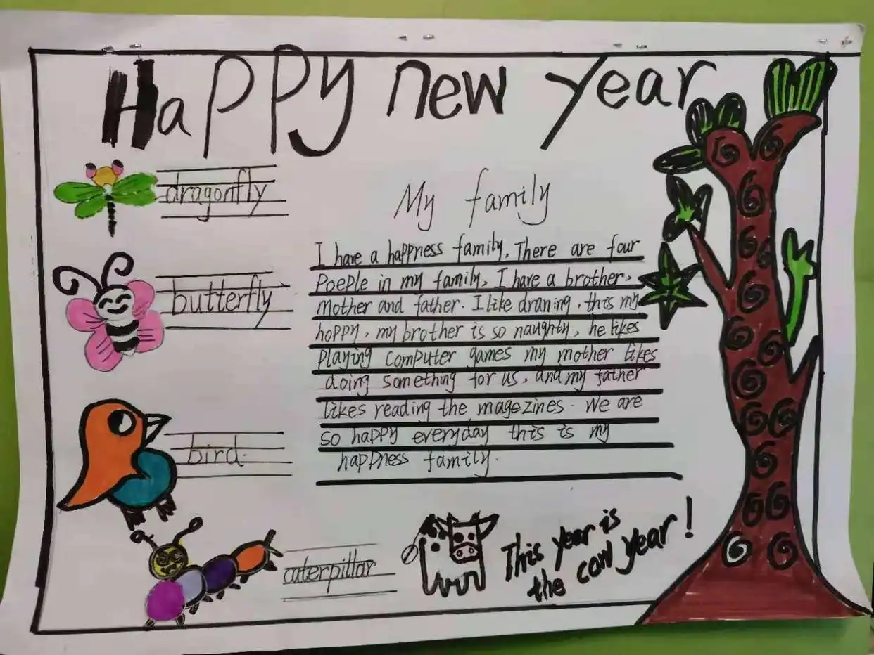 小学生《迎新年》英语主题黑板报，最后一幅太完美，已有多人借鉴