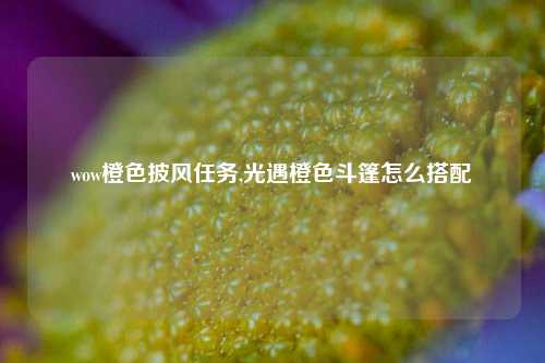 wow橙色披风任务,光遇橙色斗篷怎么搭配