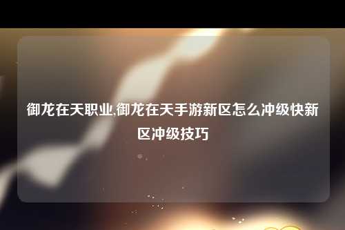 御龙在天职业,御龙在天手游新区怎么冲级快新区冲级技巧