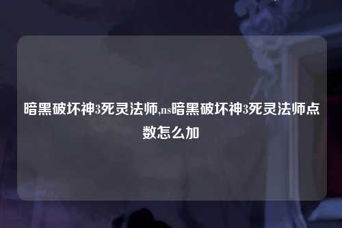 暗黑破坏神3死灵法师,ns暗黑破坏神3死灵法师点数怎么加