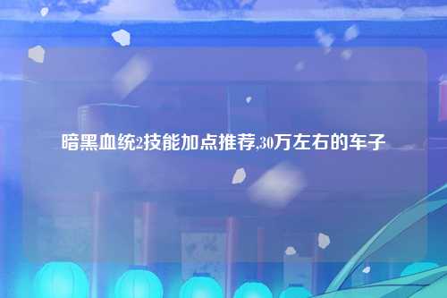 暗黑血统2技能加点推荐,30万左右的车子
