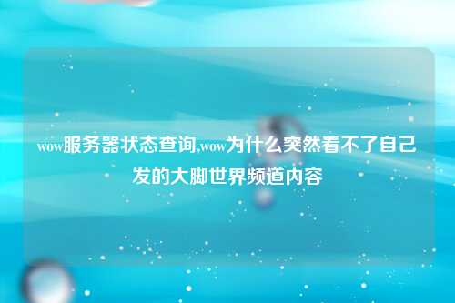 wow服务器状态查询,wow为什么突然看不了自己发的大脚世界频道内容
