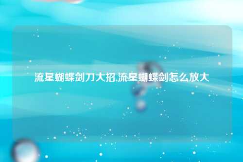 流星蝴蝶剑刀大招,流星蝴蝶剑怎么放大